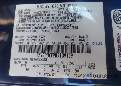 2011 Ford Mustang Gt Premium from USA, damaged, VIN 1ZVBP8CF9B5139159